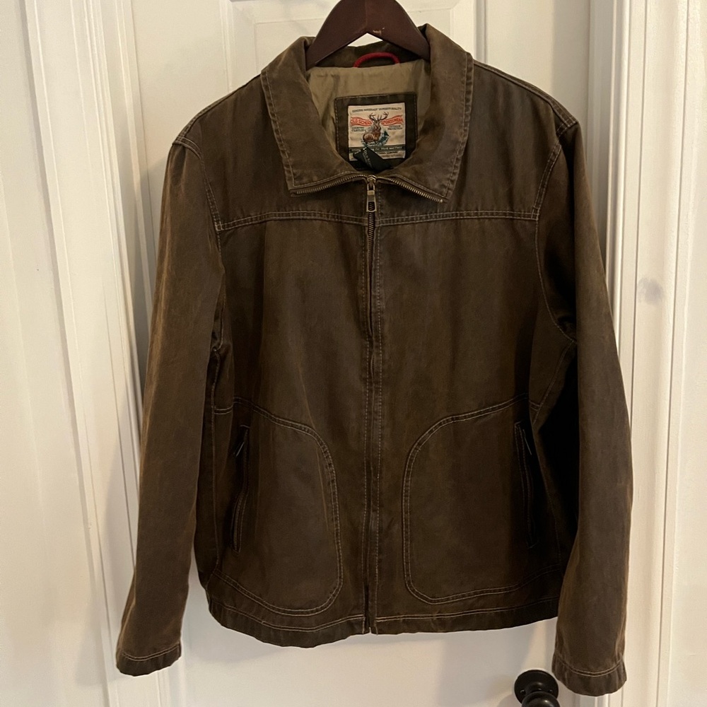 Men’s Old School Clothing Company sportswear jacket brown Sz L 23x27.5